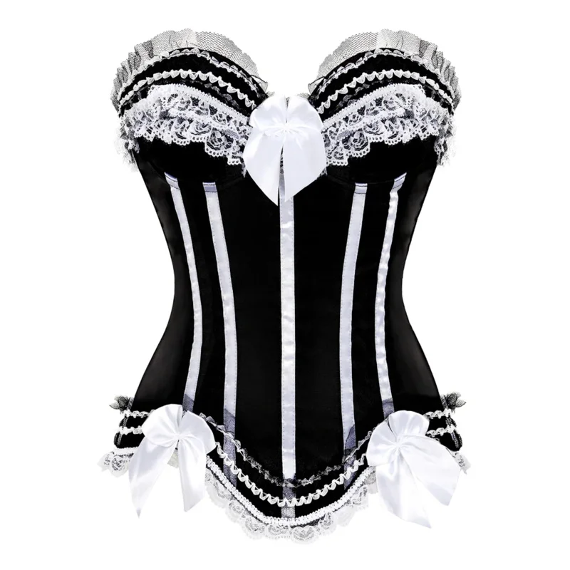 Ženy korzet bustier saténové čipky korzet spodná bielizeň plus veľkosti víla princezná korzet mini šaty zelenú ružovú bielu farbu D2545