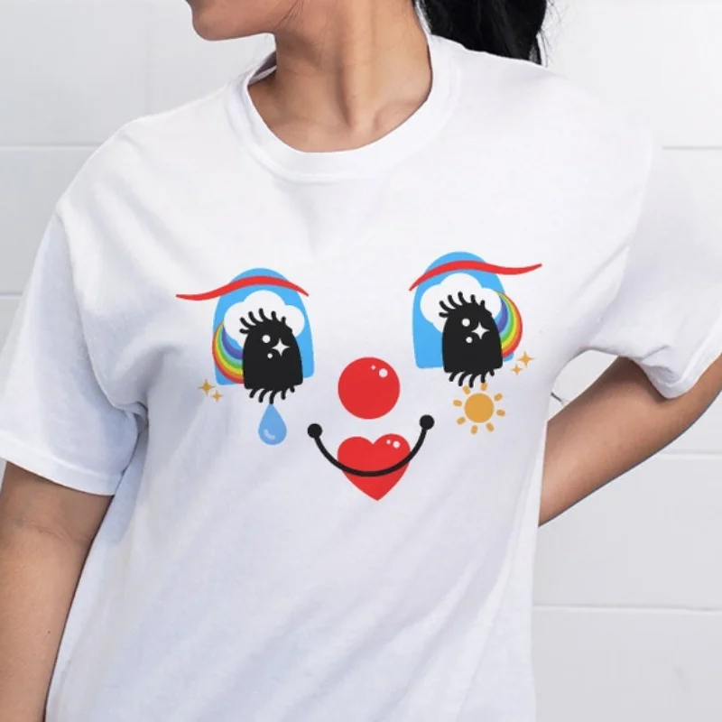 Ženy letné tričko Clowncore oblečenie klaun estetické dekora kei oblečenie Kidcore oblečenie