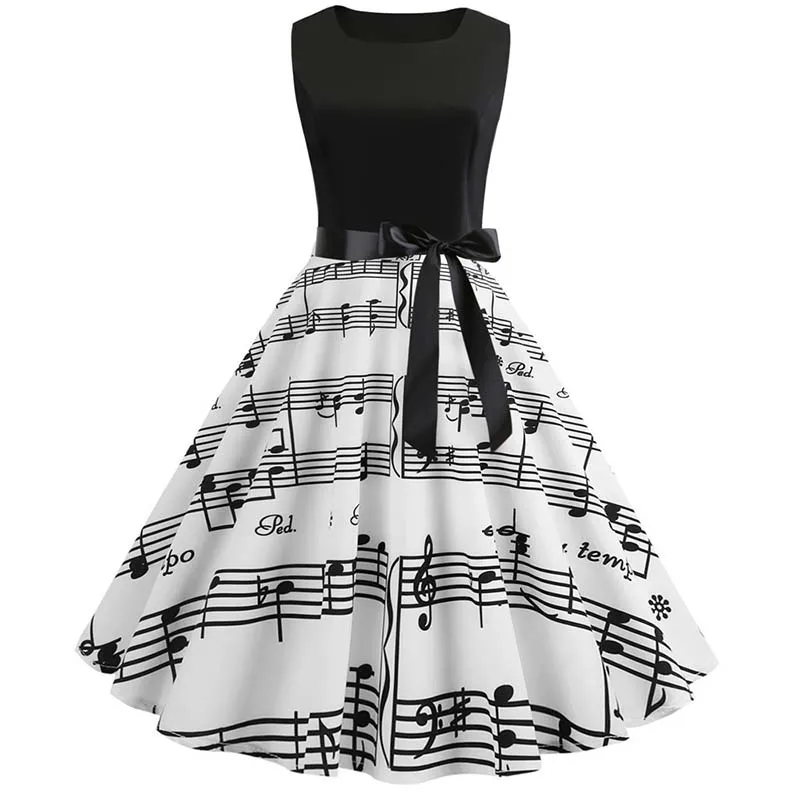 Ženy letné šaty ležérne kvetinové tlač retro vintage šaty bez rukávov bez rukávov s vysokým pásom elegantné kancelárske dámske dámske večierky Sundress