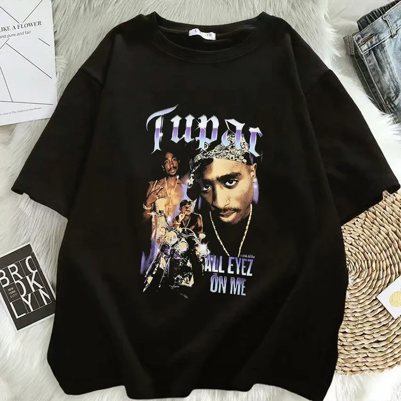 Ženy Men T košeľa rapper tupac grafický tlač hip hop tričká y2k ulícky unisex harajuku neformálne truby s krátkym rukávom
