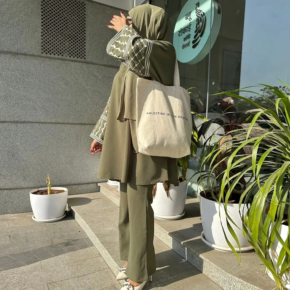 Ženy moslimské súpravy vrcholy široké nohavice nohavice outfits vyšíva Ramadán Maroko dubajský islam skromný 2 -kusový oblek na nohavice oblečenie arab