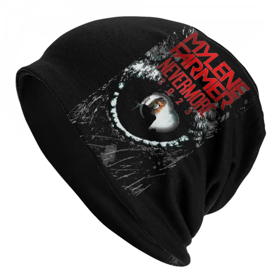 Ženy muži Mylene Farmer 2023 Nevermore Slouchy Beanie Accessories Slávna speváčka Bonnet Pletited Hat Winter Caps Darček pre narodeniny
