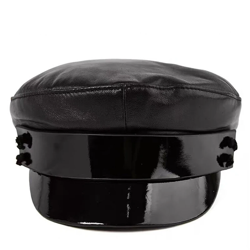 Ženy/muži Skutočné kožené armádne klobúk 2023 Nový štýl Girls Real Sheepskin Študentské čiapky Caps Cool