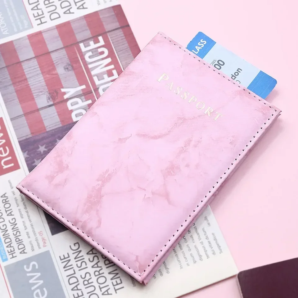 Ženy módne ružové mramorové vzorce cestovný pas Cover Cover Držiteľ kreditné puzdrá tenké ochrany letenky Príslušenstvo Príslušenstvo