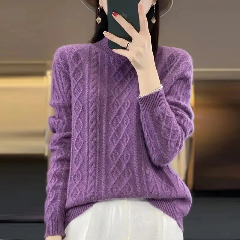 Ženy na jeseň Zimné zimné rolák Sweater Pletené mäkké pullovy Cashmere Základné pevné mäkké svetre Ženy Dám