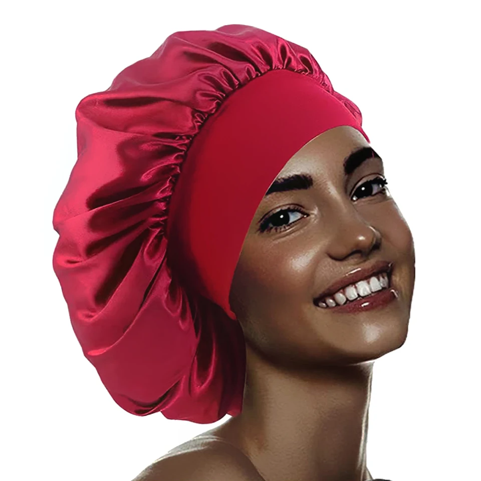 Ženy Night Sleep Sleep Caps Hodvábna kapota saténového dvojvrstvového klobúku Nastavte klobúk hlavy pre kučeravé jarné doplnky na styling vlasov