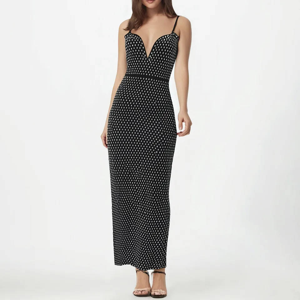 Ženy Nové letné bezradné halter midi bandážové šaty bez rukávov čierne hlboké v krku Bodycon sexy elegantný večerný nočný klub