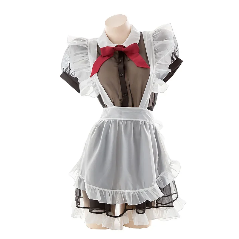 Ženy oblečenie sexy cosplay spodná bielizeň anime kawaii slúžkové kostýmy Transparentné pokušenie šaty s zásterami nohavičky Bowknot set