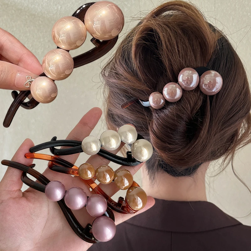 Ženy Peal Metal Barrette Clip Hairpins Simulované perlové svadobné čelné účesy