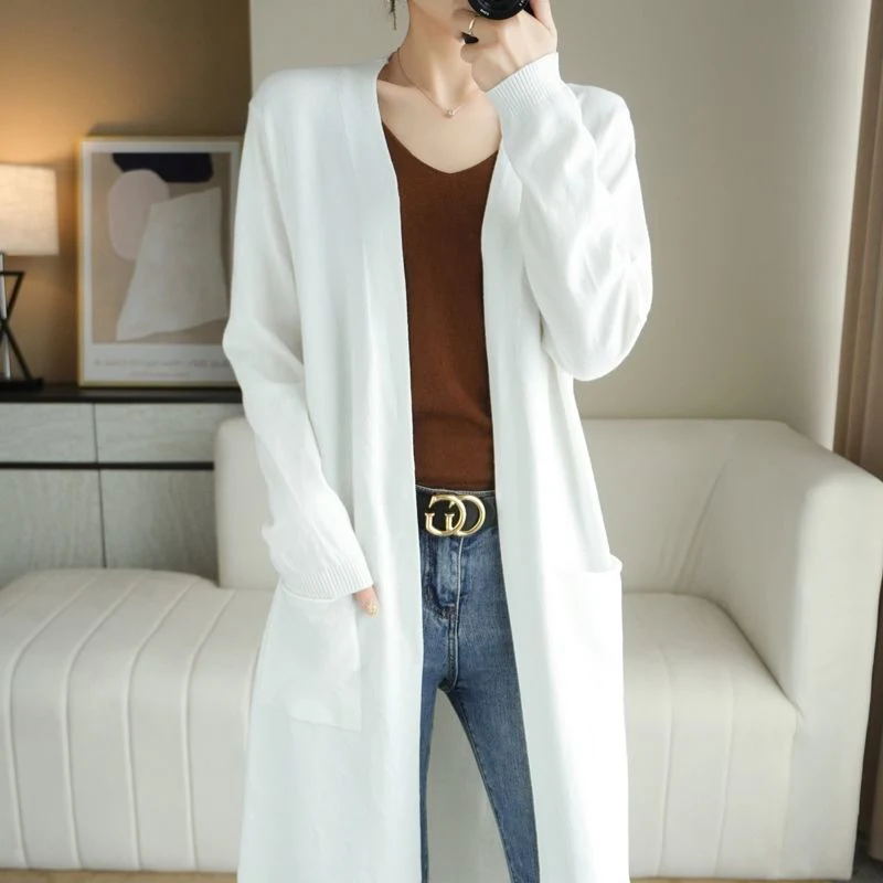 Ženy pletené sveter Casy Case Corean Solid Fall Faux Wool Sweter Loose Fashion Famen Office Lady V Brck