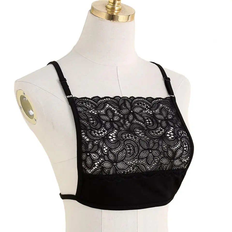 Ženy praky čipky jacquard štiepenie kryt Mäkké priedušné neviditeľné falošné camisole podprsenka masívna farebná trubica horná vesta