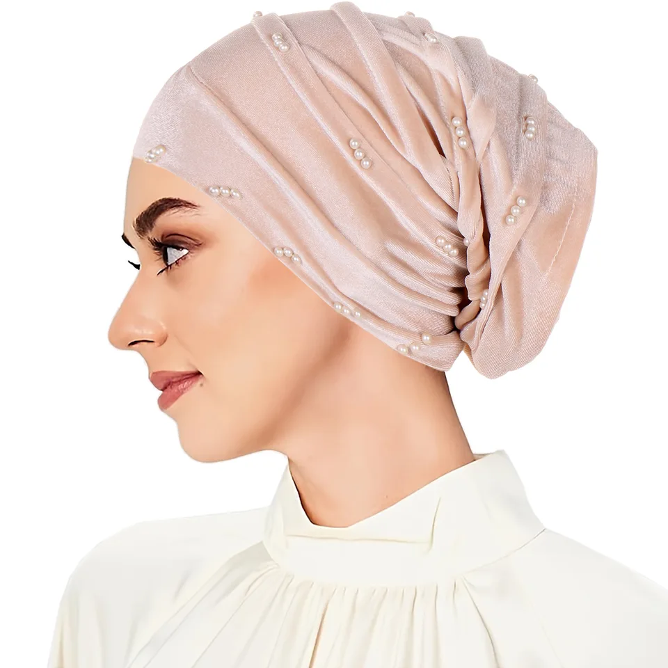 Ženy pružné korálky Turban moslimský klobúk islamský vnútorný hidžáb čiapky hlava šál kapota vypadávania vlasov chemoteraps čelenka Turbante majer