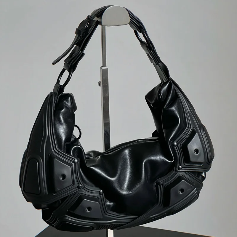 Ženy punk rameno taška vintage podpazušia taška punk tote taška dievčat PU kožená podpazušia taška multipocket y2k ženská dochádzanie denná taška