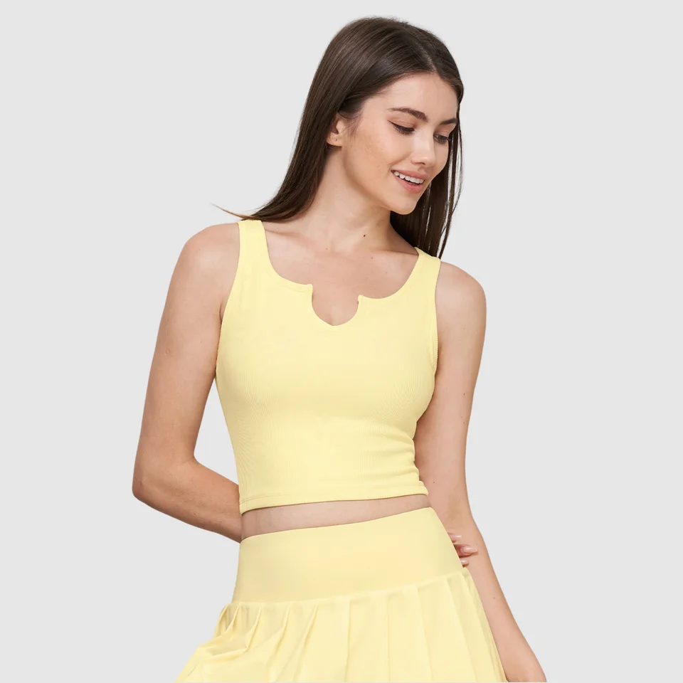 Ženy rebrované sexy v krku Športová podprsenka štvorcestná úseková joga podprsenka Touch Tops Tops Polom-fixované šálky Workout Tops Topy Dámske odevy plodiny top