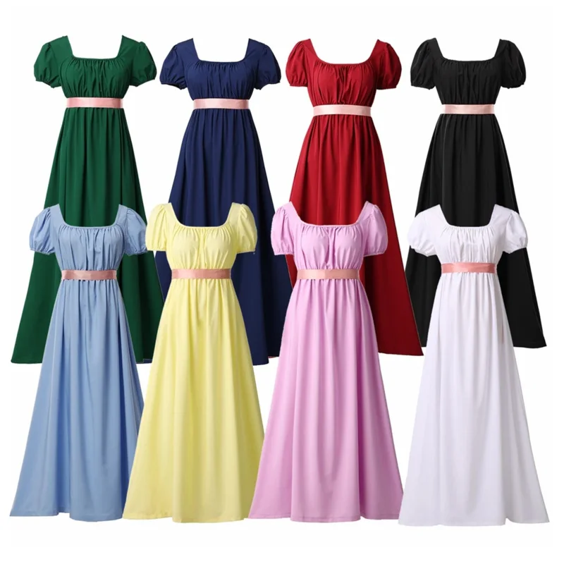 Ženy Regency Dress Bridgerton Halloween Dance Party Vintage viktoriánsky guľový kostým Jane Austen Dress Cosplay Empire Gown GS906