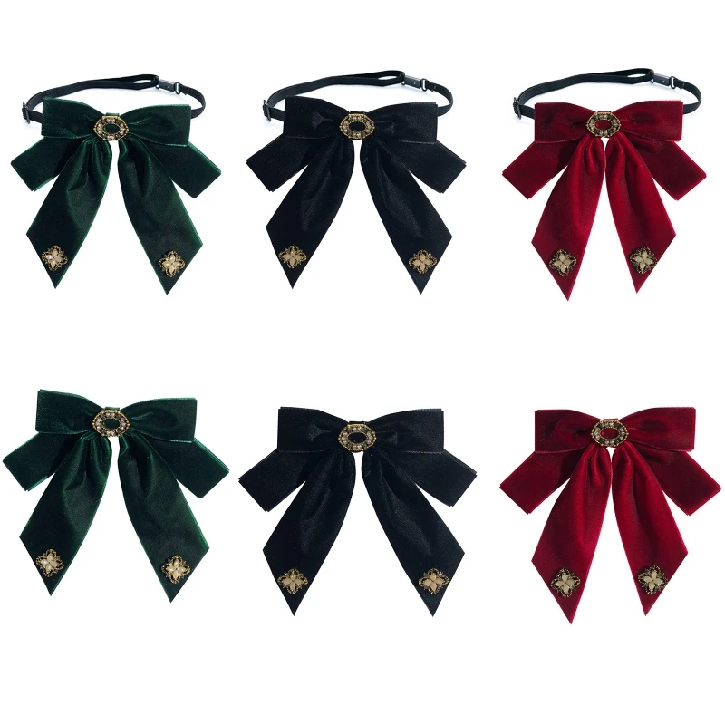 Ženy retro zamatové motýlik brošňa kvetina pre kamienok s dvojitou vrstvou blúzka blúzka blúzka Pin pin lolita šperky krk