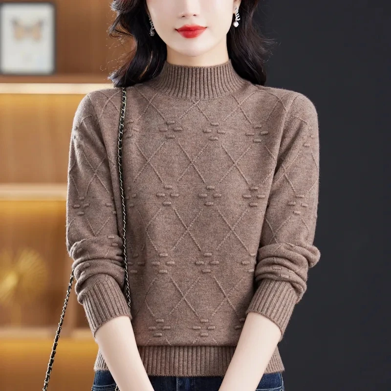 Ženy s dlhým rukávom Sweater Sweater Harajuku Women Woment Sweater Slim Elastic Kórejské jednoduché základné skokanské pevné topy