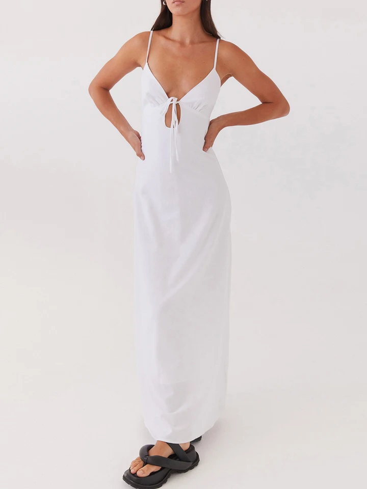 Ženy S Spaghetti Strap Bodycon maxi šaty bez rukávov v krku s dlhým šatám Dlhé šaty večerné svadobné šaty