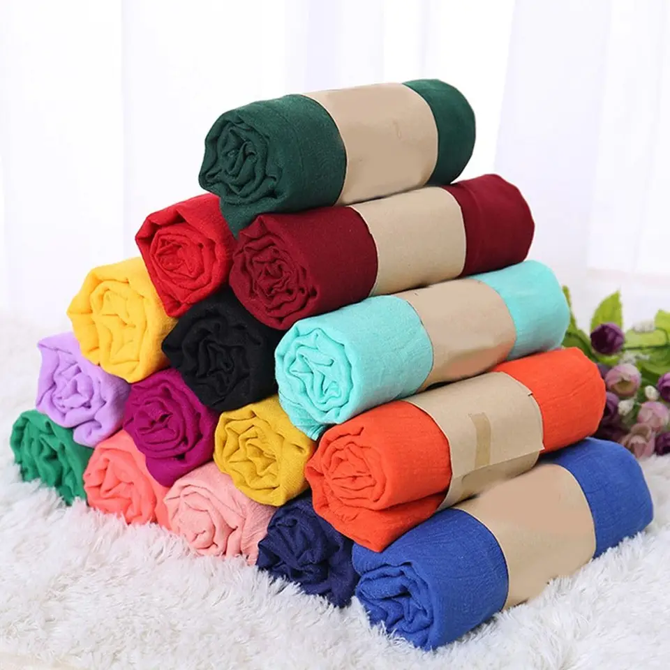 Ženy s veľkou veľkosťou Plain Solid Cotton Rayon Hidžab šatka dámou vysoké kvalitné zábaly a šály čelenka Musulman Islamský turban 180*95 cm
