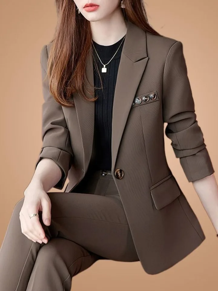 Ženy sakra jednoduché módne neformálne dlhé rukávy elegantné elegantné vonkajšie odevy Solid All-Match Jacket Clothing Nové