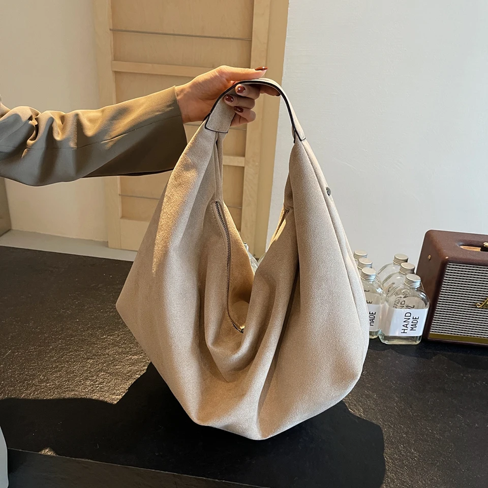 Ženy semišové ramenné vrecko slouchy tote tašku veľkú kapacitu podpazušia kabelka pre prácu
