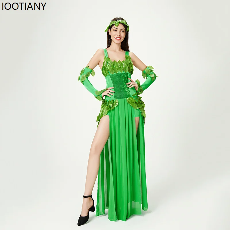 Ženy sexy les Elf Cosplay kostýmy Halloween Party Anime kvetinové šaty Karneval maskráde vtipné pódium, ktoré ukazujú šaty