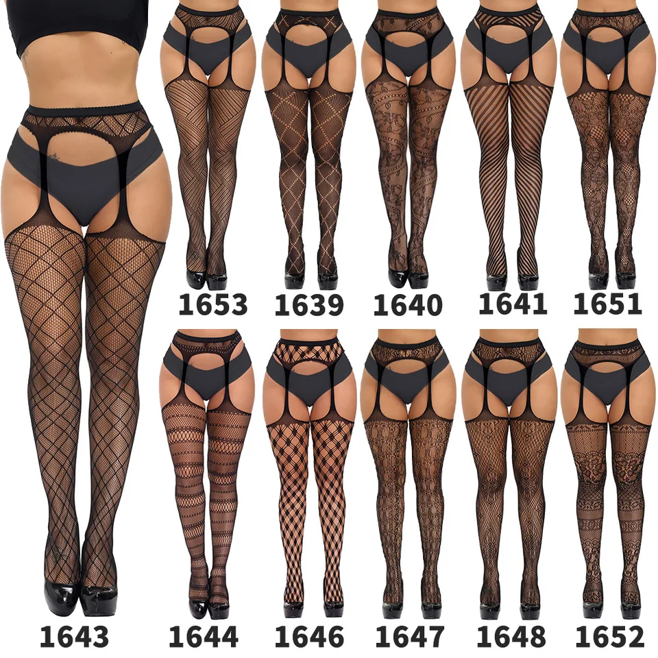 Ženy sexy rybárske pančuchy s vysokým pásom priehľadné nové pančuchy so sieťou s podväzkovým opaskom duté pančucháče