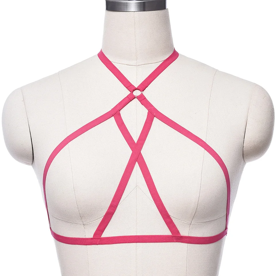 Ženy Sexy spodná bielizeň Halloween Rave Crop Top Harness Podprsen