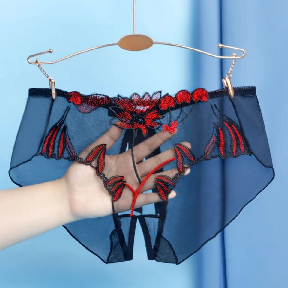 Ženy Sexy spodné prádlo Transparentné spodné prádlo kvetinové pletivo pohodlie číry otvorený rozkrok sexy sexuálne nohavičky ultra tenká štrbina bezšvovými nohavičkami