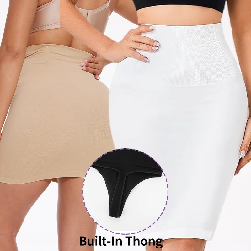 Ženy Sexy šaty s vysokým pásom Half Shuwear Shapewear Vstavané tangé bezšvové telo shaper dĺžka zadku zadok protišmyk proti sukne