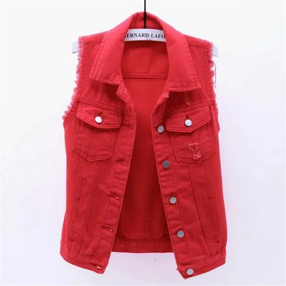 Ženy single Breast Denim Vesta Autumn Winter Winter Solid Casy Turnwow-Down vrecko bez rukávov krátky džínsový kabát Streetwear Streetwear Female Gilet Gilet