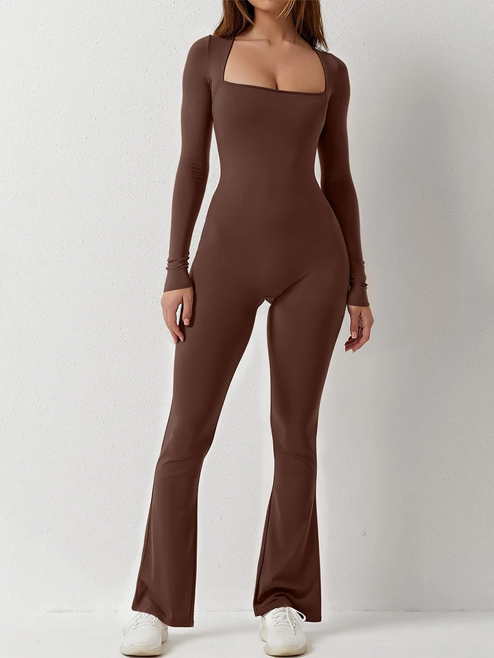 Ženy Skinny kombinézy Jeseň Príležitostné príležitostné rukávy s dlhým rukávom štvorcový krk pevná farba Slim Fit Metrys Dámy Fall Romper Club Streetwear