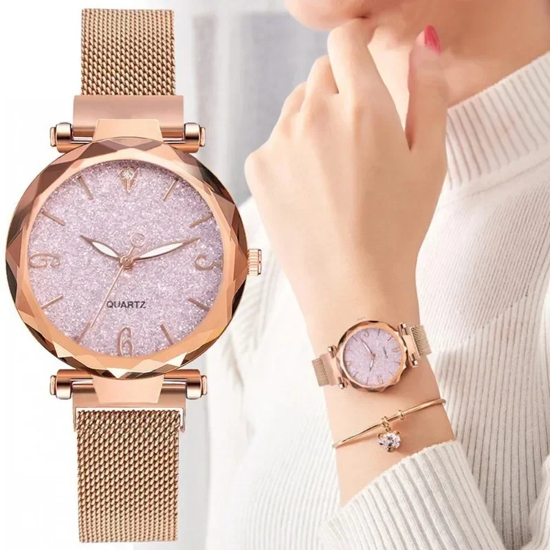 Ženy sledujú luxusnú magnetickú hviezdnu oblohu náramok Watch Watch Meh Female Clock 시계 여성 Reloj Mujer Montre