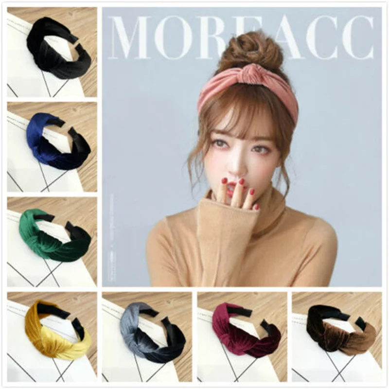 Ženy Twisted Hair Band Hairband čelenka Twist Hairband Bow uzol Krí kríž hlavy hlavy hlavy hlavy Čierna tmavo zelená šedá kurkukálna káva