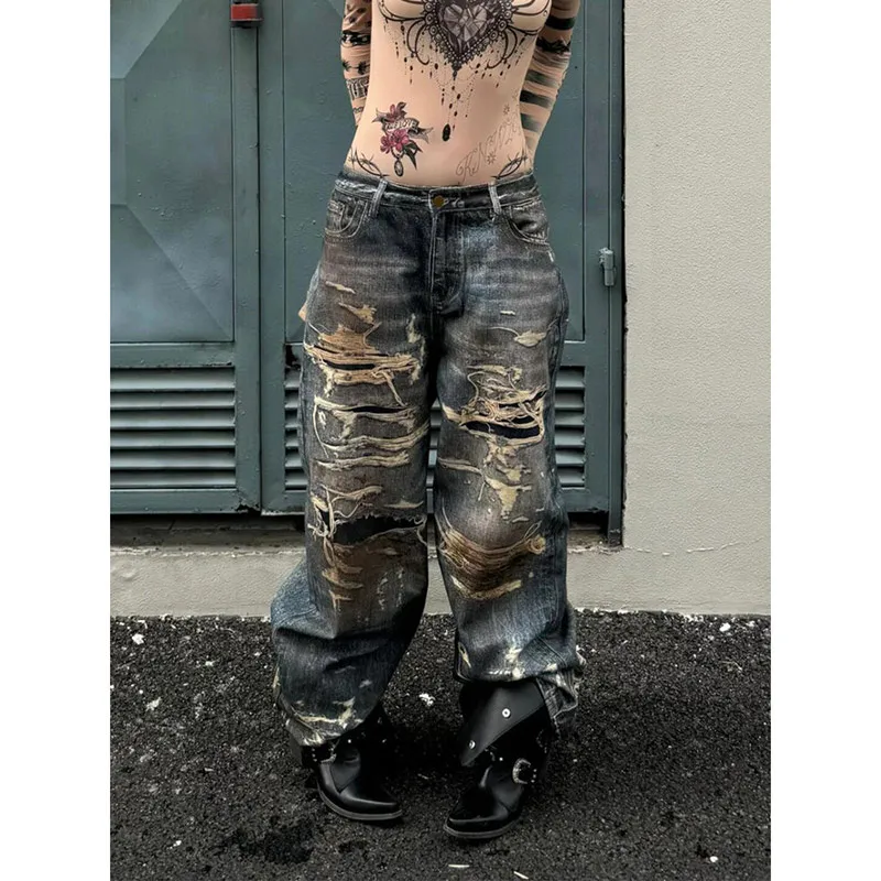 Ženy vintage estetika y2k s nízkym vzostupom vreckových džínsových džínsových džínsov Fit Fit Priateľ rovná široká noha džínsy módne trendy úsekové džínsové nohavice