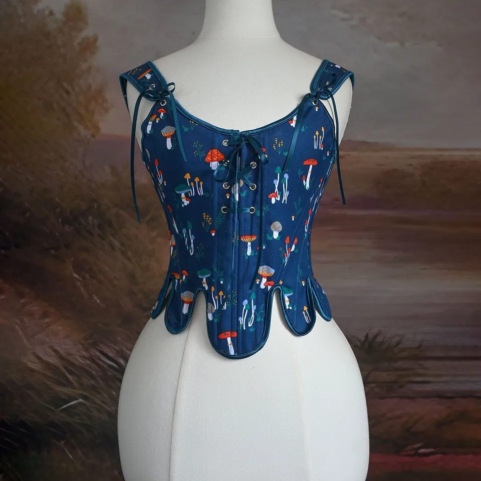Ženy vintage francúzsky štýl lesných húb korzet korzet renesančná vesta Camisole Bustier kravata šnurovanie šnurované späť