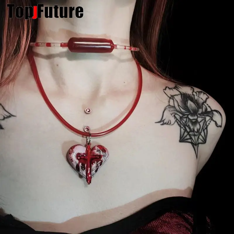Ženy y2k dievča kvapkajú náhrdelník harajuku gotic lolita choré pokračovanie života halloween cosplay rekvity subkultúrne chokeri Chokers Choker