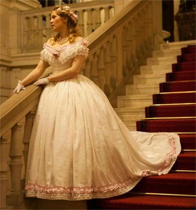 Ženy z 18. storočia Viktoriánske z ramena princezná Ball Gown Civil War Svadobné šaty Fantasy Elegantné večerné šaty