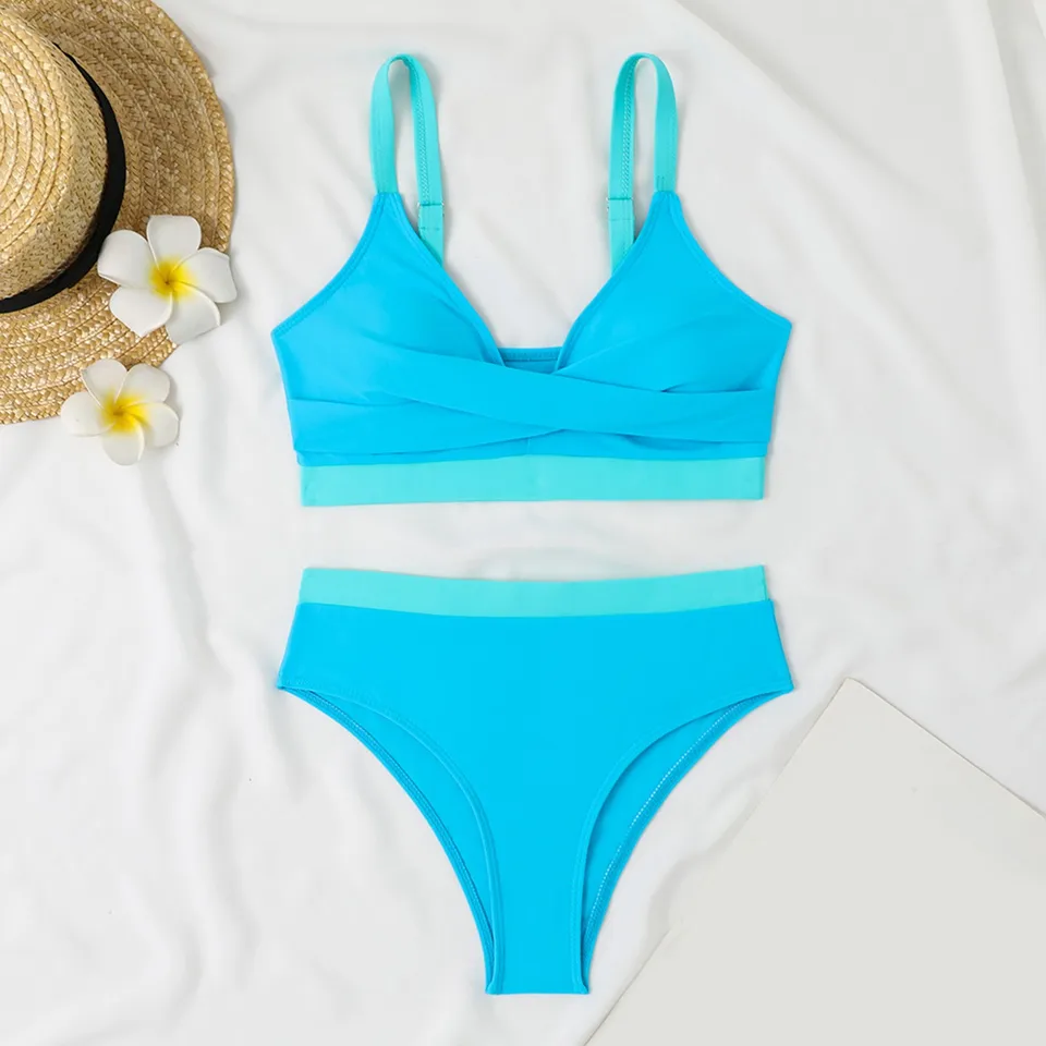 Ženy zhromažďujú sexy rozdelené plavky Sport Sport Recleybours Patchs Plaviek na plavky vysoký pás bikiny súpravy na rukujúce luk pre ženy