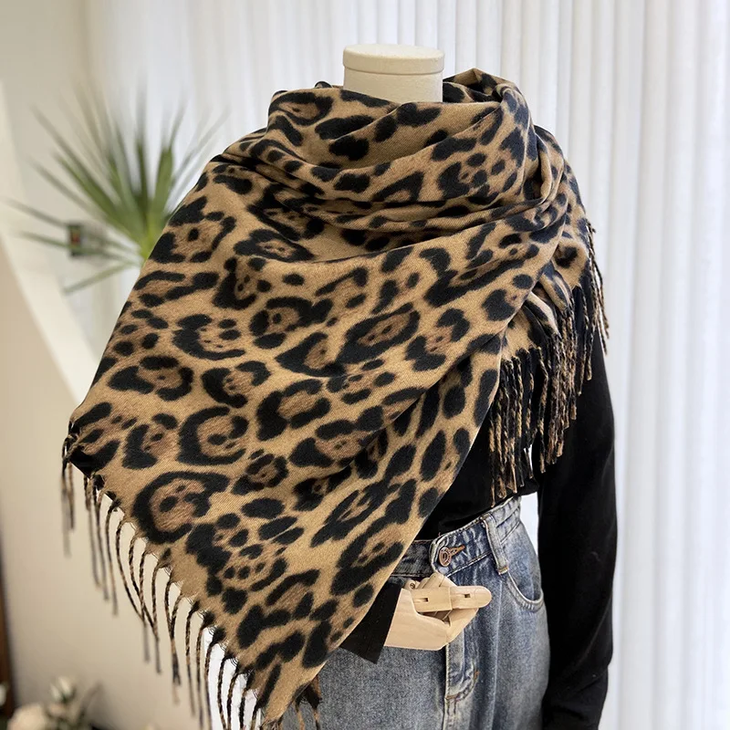 Ženy zimné módne šatky leopardové vzory obalí 70*200 cm šál