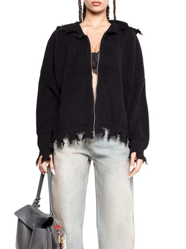 Ženy zipsové svetre mikiny Príležitostné ľahké surové lem dlhé rukávy pletené vesty Warm Fall Cittwear na streetwear