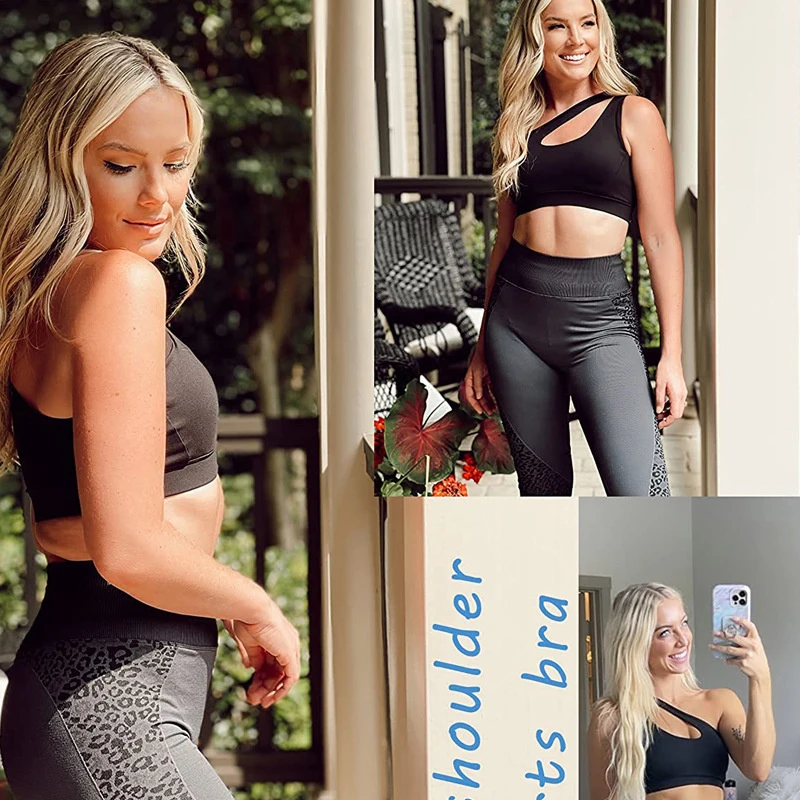 Ženy Športová podprsenka Push Up Fitness Jedno ramenné šok nepriestrelné joga poddávajú čierne biele bežecké sexy vesta
