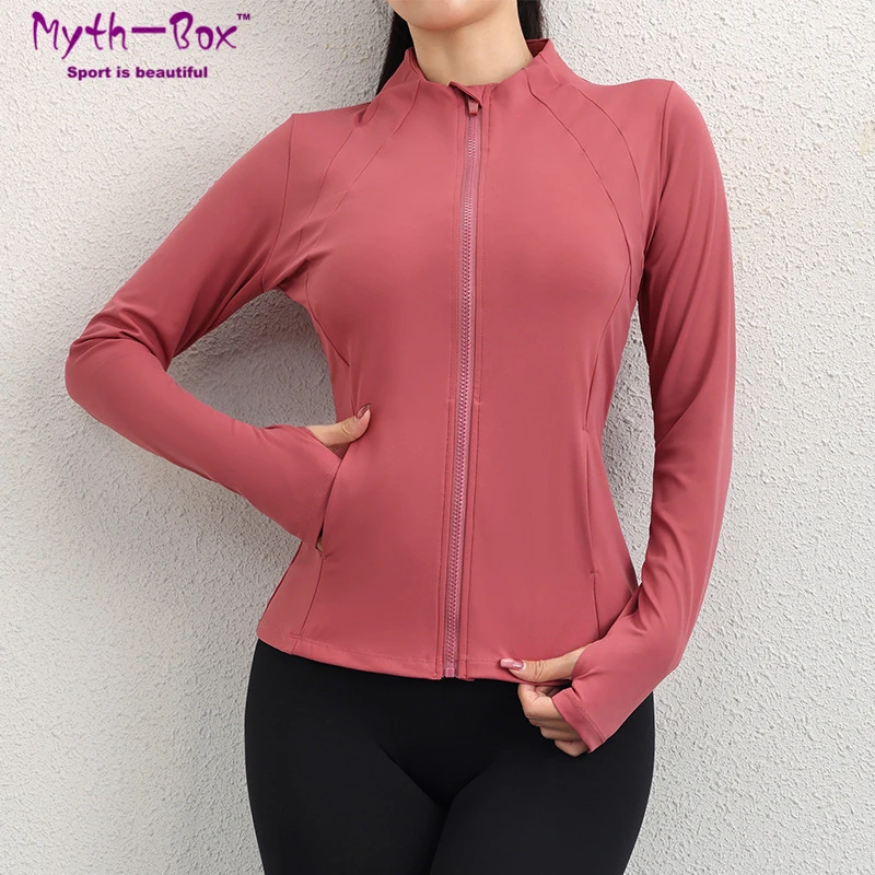 Ženy športové bundy zips jogy kabát palcová diera dlhé rukávy, ktoré bežia mikiny štíhle cvičebné bundy telocvične fitness tops tops športwear