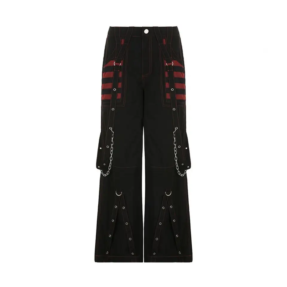 Ženy Športové nohavice farebné bloky široké nohavice Dámske nohavice Vysoké pásy na retro chladné streetwear vyzerajú voľne nohavice na nohy