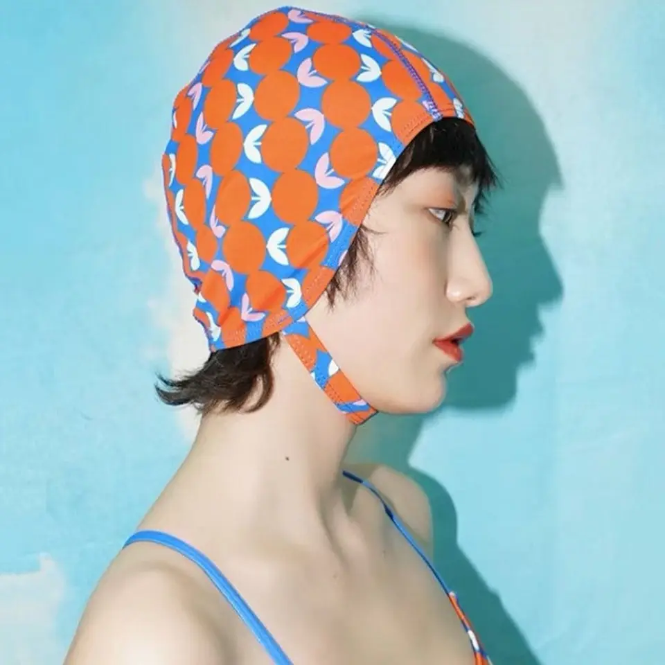 Ženy Ženy nastaviteľné kúpalisko Tkanina chráni uši klobúky Turban Nylon Sports Swim Caps Vodné športy