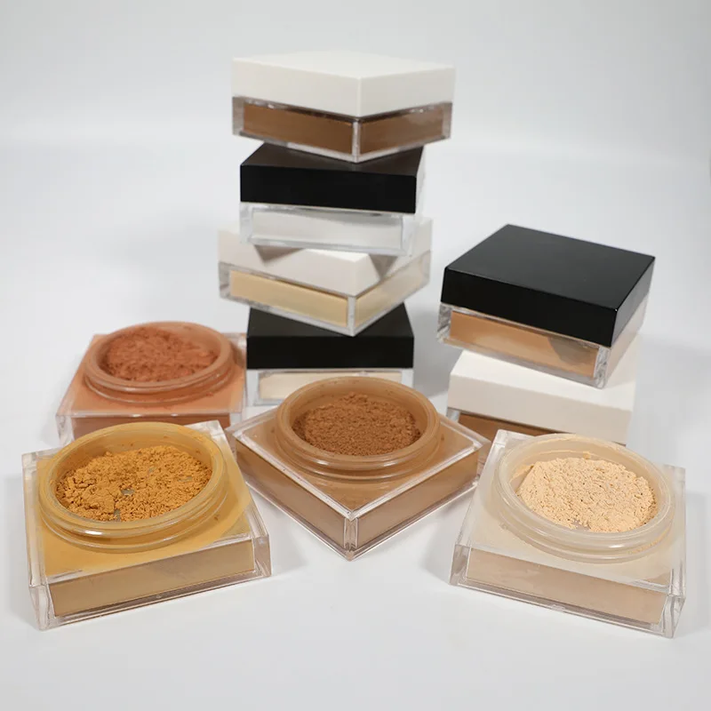 Žiadne logo make-up voľné nastavenie práškový matný minerálny olej na kontrolu dlhotrvajúceho obrysu korektora tváre pre čiernu tmavú pokožku obrys