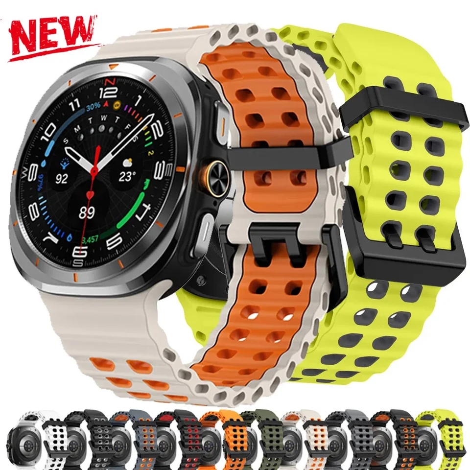 Žiadne medzery Sport Silikone Starp pre Samsung Galaxy Watch Ultra 47 mm dvojfarebné námorné pásmo pre Galaxy Watch 7 Ultra náramok
