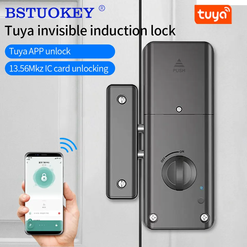 Žiadne vŕtanie inteligentných tuya aplikácií Bluetooth Invisible Lock pre drevené dvere elektronické 13.56 IC CARD BROCK SPORTAL BATESKA do WiFi