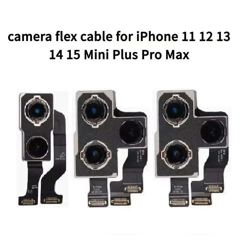 Žiadny opravený úplný zadný zadný hlavný fotoaparát Flash Modul Flex kábel pre iPhone 11 12 13 14 15 Mini Plus Pro Max