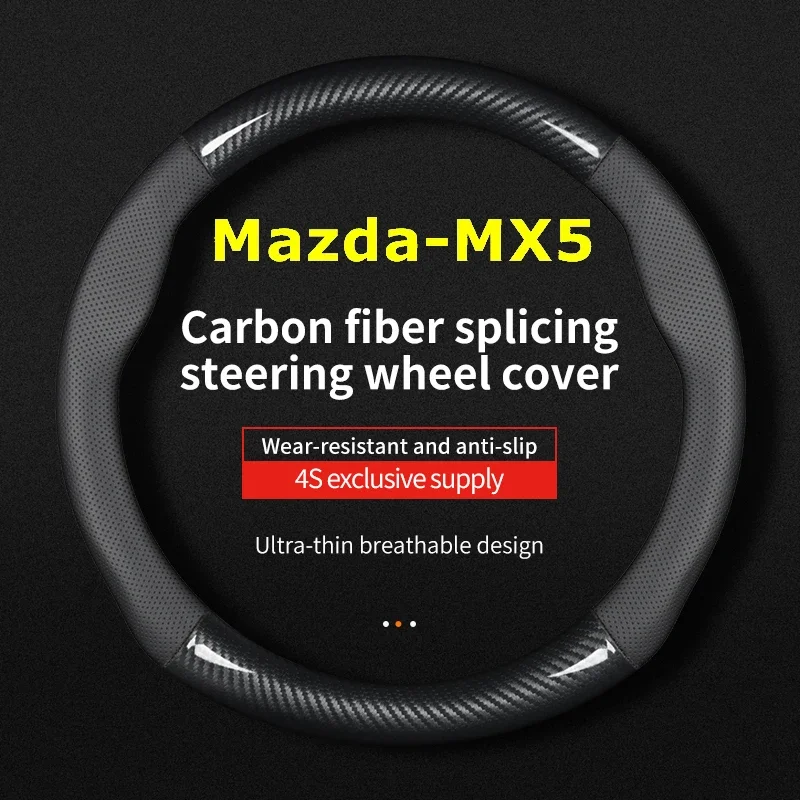 Žiadny zápach tenký pre Mazda MX5 Cover volantu Originálne kožené uhlíkové vlákno Fit Z-Sport 2.0 RF 2018 Roadster Miata Club 2019